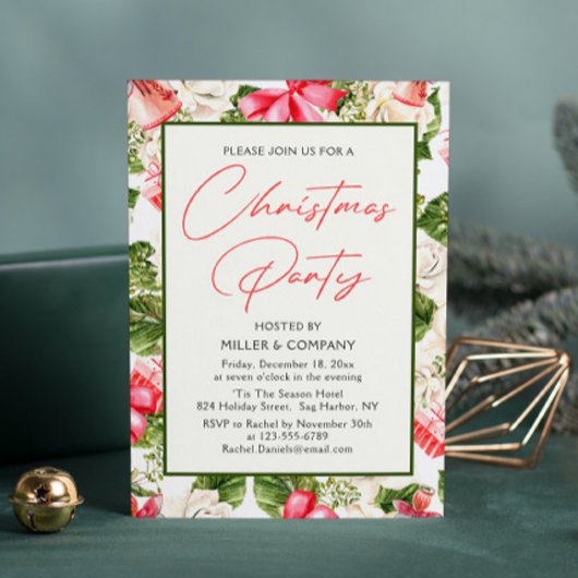 Floral-Waterverf voor kerstfeestdagen Kaart