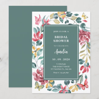 Floral waterverf vrijgezellenfeest kaart