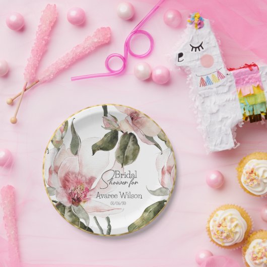 Floral Waterverf Vrijgezellenfeest Papieren Bordje (Feest)