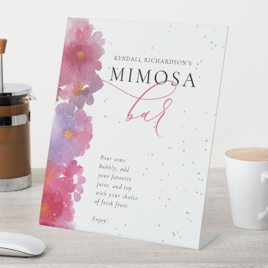 Floral Waterverf Vrijgezellenfeest Reclamebord Met Voetstuk (Insitu)