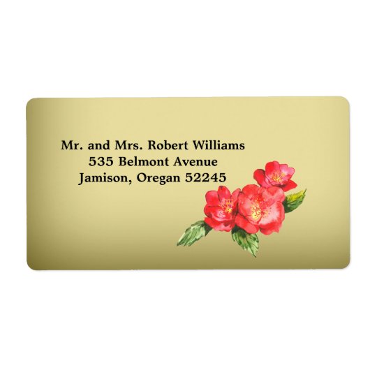 Floral Waterverf Wedding Address Label (Voorkant)