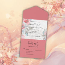 Floral waterverf Wedding All-in-One uitnodiging