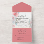 Floral waterverf Wedding All-in-One uitnodiging (Binnen)
