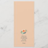 Floral Waterverf Wedding Blauwgroen Menu (Achterkant)