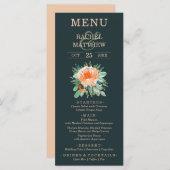 Floral Waterverf Wedding Blauwgroen Menu (Voorkant / Achterkant)