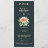 Floral Waterverf Wedding Blauwgroen Menu (Voorkant)
