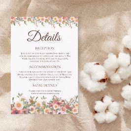 Floral Waterverf Wedding Details Kaart