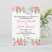 Floral Waterverf Wedding Invitation Kaart (Staand voorkant)