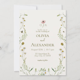 Floral Waterverf Wedding Invitation Kaart