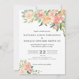 Floral Waterverf Wedding Invitation Kaart