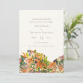 Floral Waterverf Wedding Invitation Kaart (Staand voorkant)