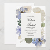 Floral Waterverf Wedding Invitation Kaart (Voorkant / Achterkant)