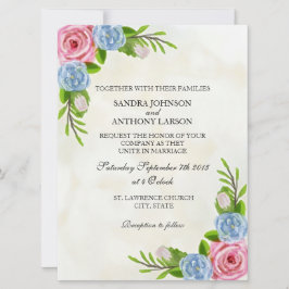 Floral Waterverf Wedding Invitation Kaart