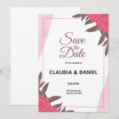 Floral Waterverf Wedding Invitation Kaart (Voorkant / Achterkant)