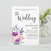 Floral Waterverf Wedding Invitations Kaart (Staand voorkant)
