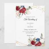 Floral Waterverf Wedding Kaart (Voorkant / Achterkant)