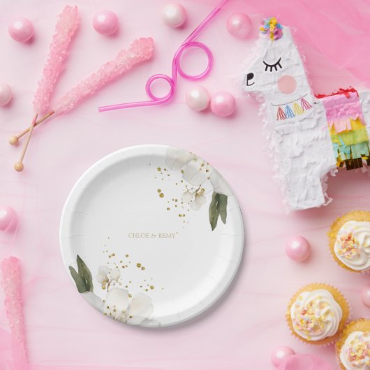 Floral Waterverf Wedding Papieren Bordje (Feest)