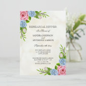 Floral Waterverf Wedding Rehearings Kaart (Staand voorkant)