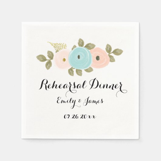 Floral Waterverf Wedding Rehearsal Dinner Napkin Servetten (Voorkant)