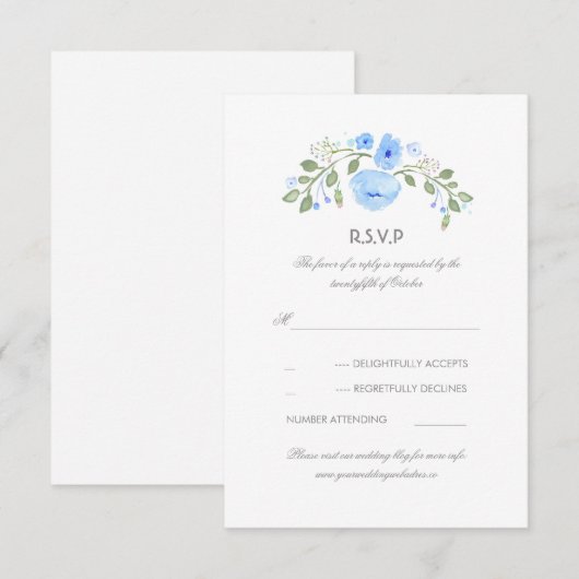 Floral Waterverf Wedding RSVP Kaart (Voorkant / Achterkant)