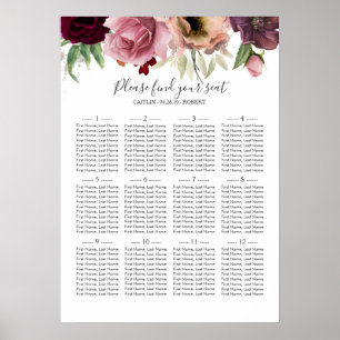  Floral Waterverf Wedding Seating Chart Poster