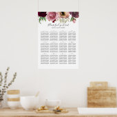 Floral Waterverf Wedding Seating Chart Poster (Keuken)