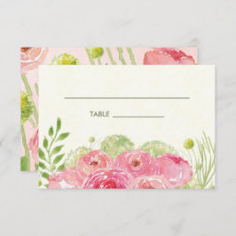 Floral Waterverf Wedding Table Place Cards Kaart
