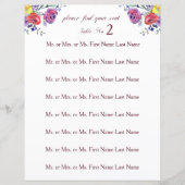 Floral Waterverf Wedding Table Zitplaats (Voorkant)