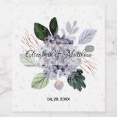 Floral Waterverf Wedding Wijn Etiket (Enkel label)