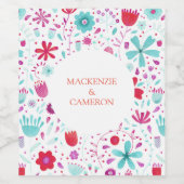 Floral Waterverf Wedding Wijn Etiket (Enkel label)