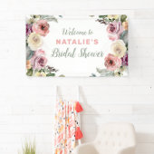 Floral Waterverf Welkom Vrijgezellenfeest Spandoek (Insitu)