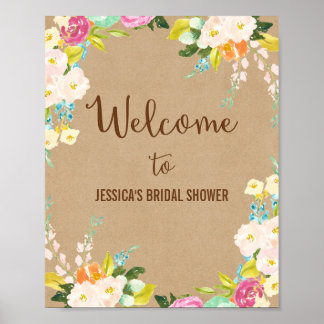 Floral Waterverf Welkomstwoord Poster Afdrukken