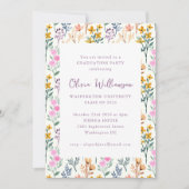 Floral Waterverf Wildbloemen GraduPartij Kaart (Voorkant)