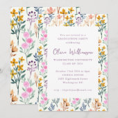 Floral Waterverf Wildbloemen GraduPartij Kaart (Voorkant / Achterkant)