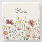  Floral Waterverf Wildflower Garden Stenen Onderzetter (Voorkant)