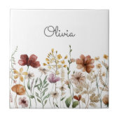 Floral Waterverf Wildflower Garden Tegeltje (Voorkant)