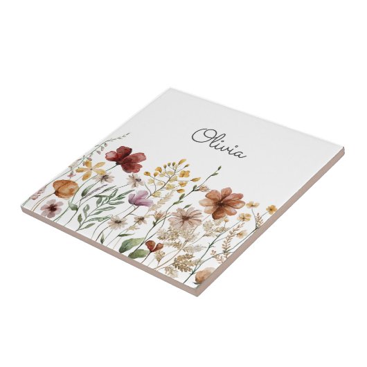  Floral Waterverf Wildflower Garden Tegeltje (Zijkant)