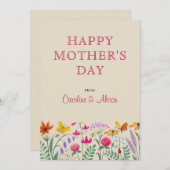 Floral Waterverf Wildflowers Happy Moederdag (Voorkant / Achterkant)