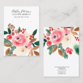 Floral waterverf winterjuwelen visitekaartje (Voorkant / Achterkant)