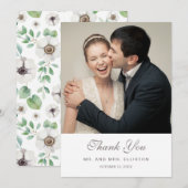 Floral-Waterverf | witte annemone | Dank u wel Bedankkaart (Voorkant / Achterkant)