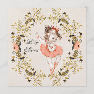 Floral Waterverf Wreath Ballerina Baby shower Kaart
