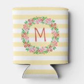 Floral Waterverf Wreath Stripes | Monogram Blikjeskoeler (Achterkant)