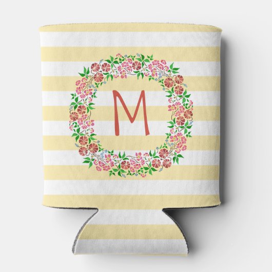 Floral Waterverf Wreath Stripes | Monogram Blikjeskoeler (Achterkant)