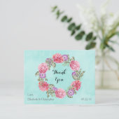 Floral Waterverf Wreath Wedding Bedankt Briefkaart (Staand voorkant)