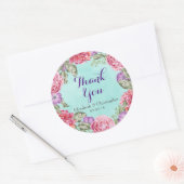 Floral Waterverf Wreath Wedding Bedankt Ronde Sticker (Envelop)