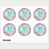 Floral Waterverf Wreath Wedding Bedankt Ronde Sticker (Vel)