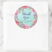 Floral Waterverf Wreath Wedding Bedankt Ronde Sticker (Tas)
