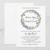 Floral Waterverf Wreath Wedding Kaart (Voorkant / Achterkant)