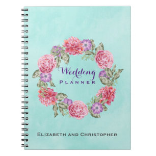 Floral Waterverf Wreath Wedding Planner Notitieboek