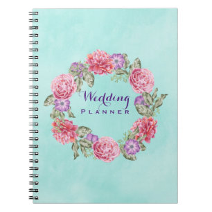 Floral Waterverf Wreath Wedding Planner Notitieboek